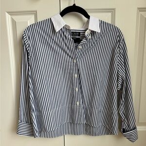 J. Crew Navy and White Striped Shirt